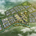 An aerial view of the 199.2-hectare industrial park in An Giang showing a modern, integrated logistics hub.