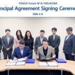 Executives from POSCO Future M and Viglacera sign a principal agreement for a new battery materials plant.