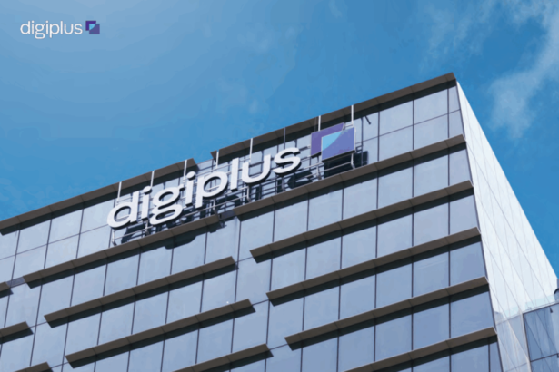 The DigiPlus logo displayed on a modern office building exterior