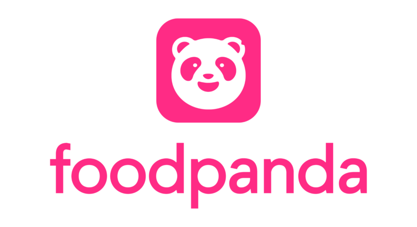 The official pink and white mascot logo represents the regional on-demand delivery network managed by Foodpanda.
