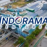 Aerial view of an Indorama Ventures industrial manufacturing facility with the corporate logo overlay.