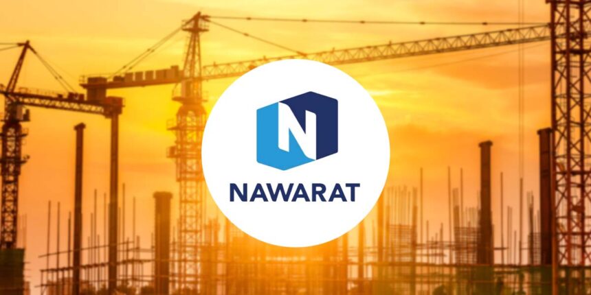 The NWR corporate logo positioned over a construction site at sunset