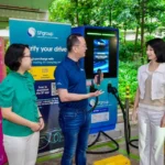 Officials gathered at Tengah HDB car park for the launch of Singapore’s newest electric vehicle fast-charging hub.