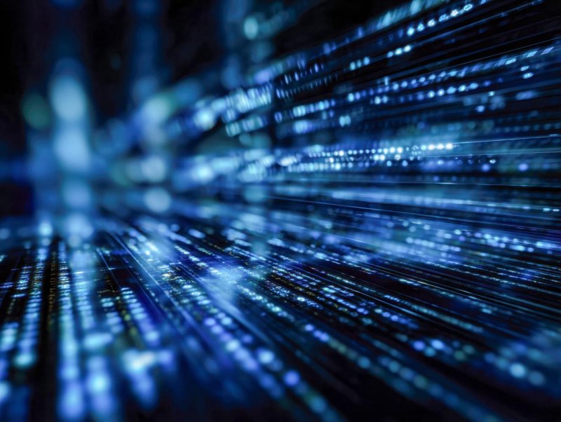 Blue digital data streams representing the advanced technology and infrastructure focus of Vingroup.